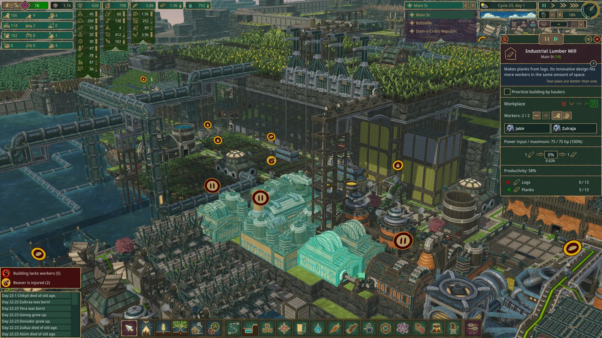 Timberborn dam burst moment gameplay